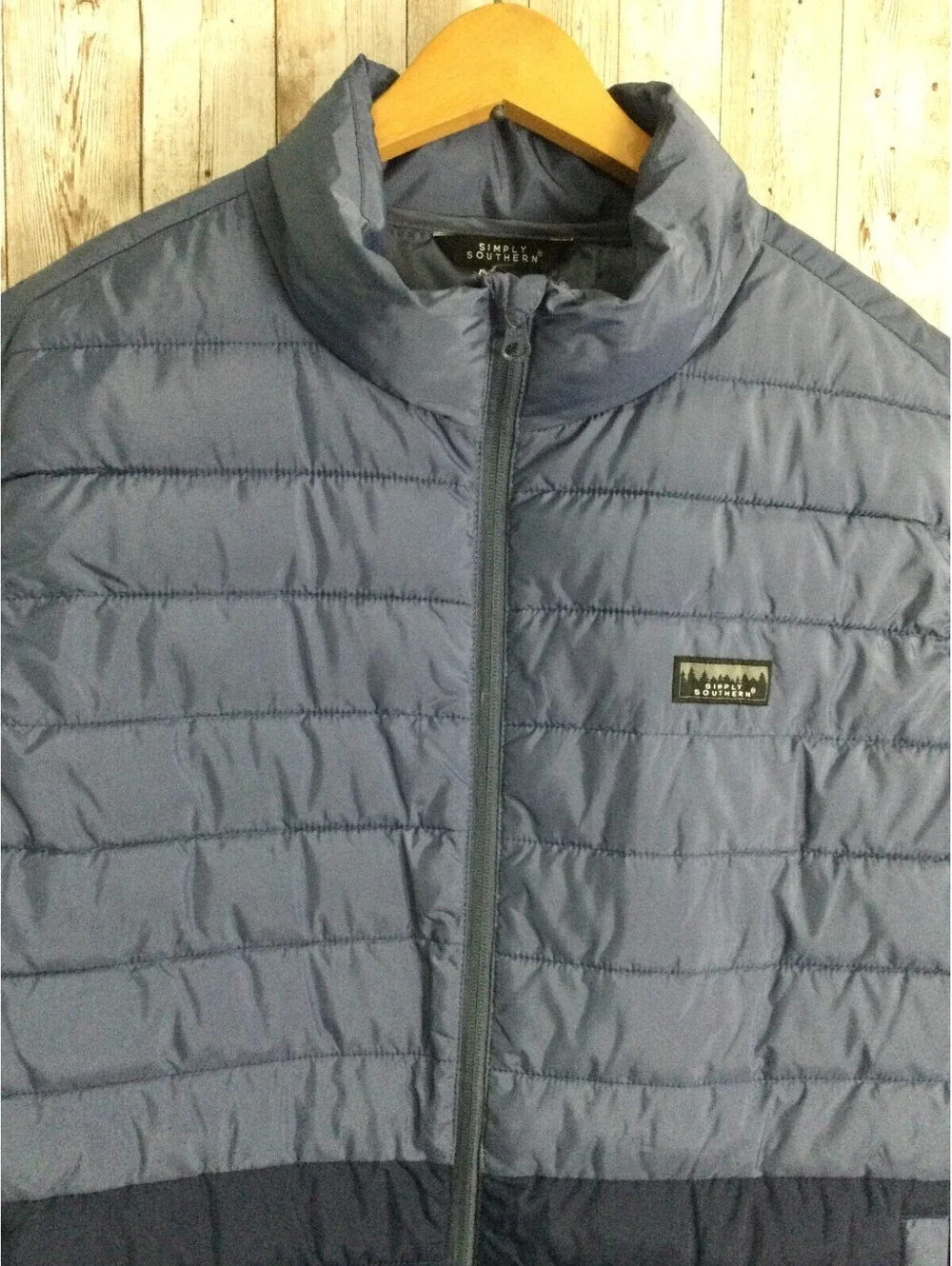 Simply Southern Men’s 2 Tone Blue Puffer Vest Full Zip Size XL Nice